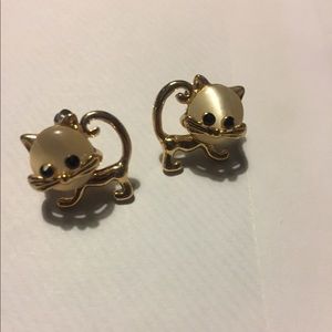 Gold kitty cat earrings
